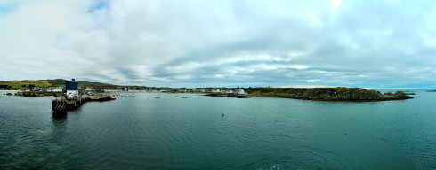 Picture of a panoramic view over a harbour village on two bays
