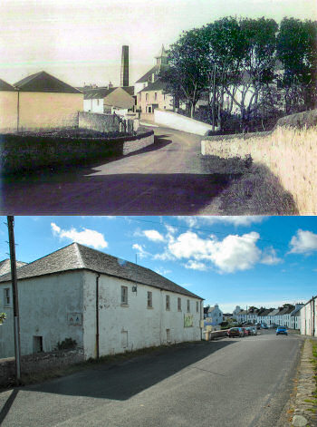 Two merged pictures of a road, old view on top, new view below