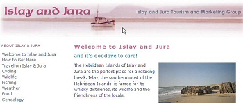 Screenshot of a part of the Islay and Jura Tourism and Marketing Group Website