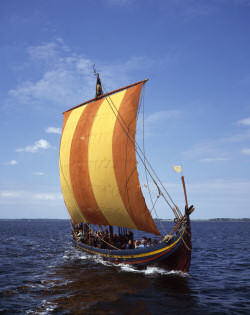 Picture of a viking ship under sail