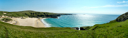 Picture of a panoramic view over a bay with a sandy beach