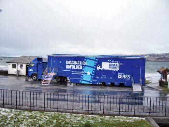 Picture of a travelling cinema in a purpose built truck