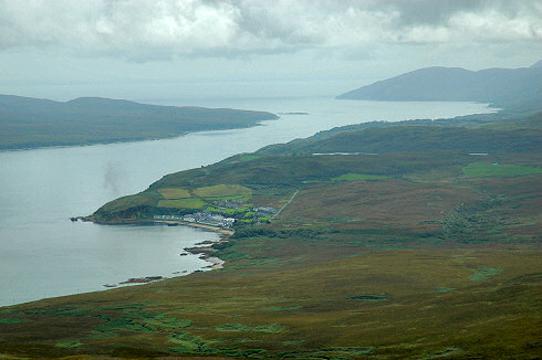 Picture of a view over a sound between two islands (The Sound of Islay between Islay and Jura) from the top of a hill
