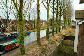Picture of a view over a canal with canal boats