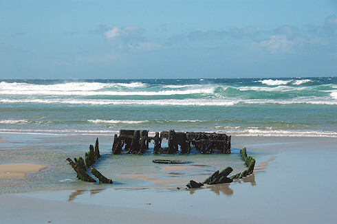 Picture of the remains of a wreck on Kilchoman Beach on Islay in July 2008