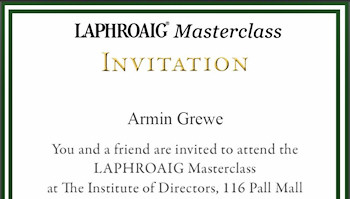 Screenshot of a part of the invitation to a Laphroaig masterclass
