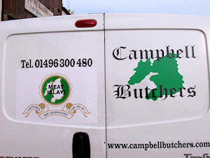 Picture of the back of a van of Campbell Butchers, Port Ellen, Islay