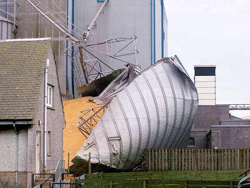 Picture of a collapsed grain silo