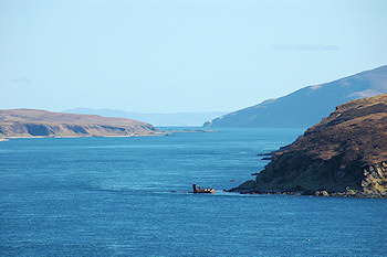 Picture of a view down a sound between two islands