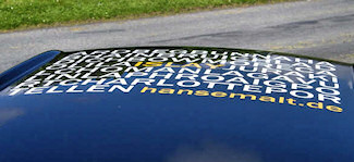 Picture of a roof of a car with a sticker listing all the Islay distilleries