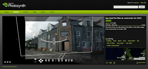 Screenshot of the startup screen of a photosynth of the Islay Hotel in Port Ellen