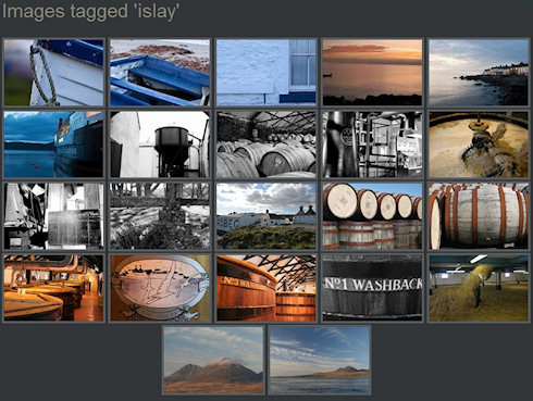 Screenshot of pictures tagged with Islay from a photoblog