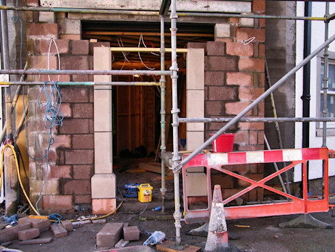 Picture of the under construction entrance of a hotel