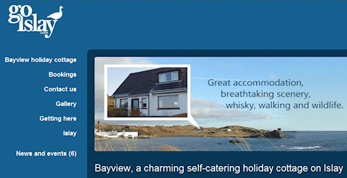 Screenshot of part of the Go Islay website