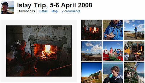 Screenshot of a Flickr picture set of Islay pictures