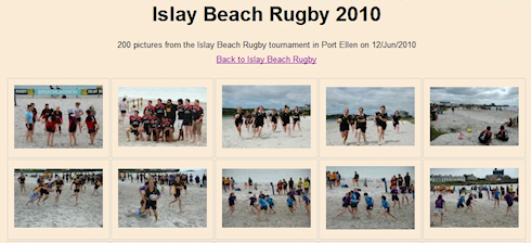 Screenshot of a picture gallery of beach rugby pictures