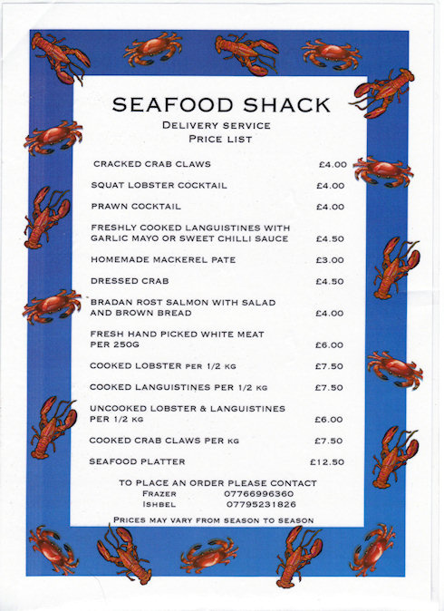 Picture of a seafood menu