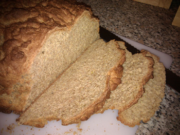 Picture of a freshly cut open soda bread