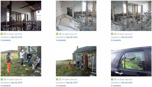 Screenshot of a gallery with 6 pictures from a building renovation project
