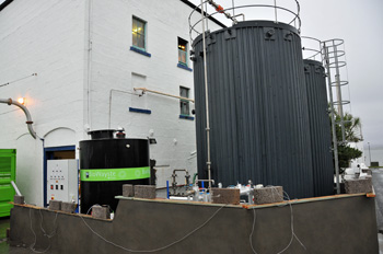 Picture of an anearobic waste digestion system being installed
