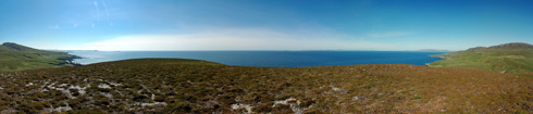 Picture of a panoramic view of a shoreline from a small hill