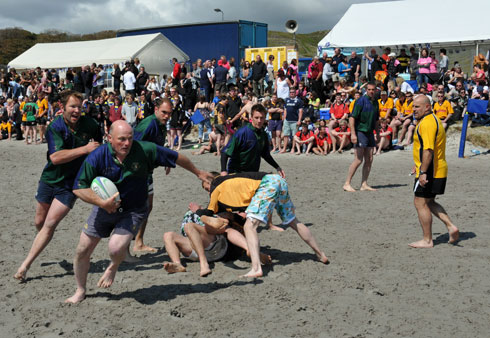 Picture of some Islay beach rugby action