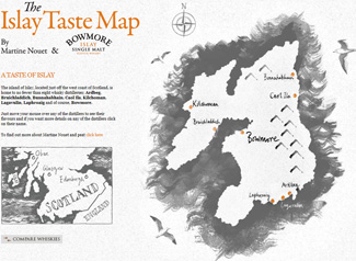 Screenshot of the main section of the Islay Taste Map website