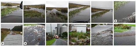 Screenshot of a picture gallery of flooded roads
