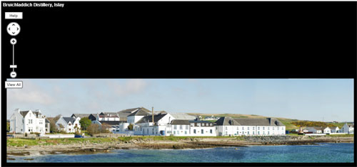 Screenshot of a panorama of Bruichladdich distillery in a panorama viewer