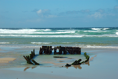 The wreck on Kilchoman beach Picture of a wreck on a beach